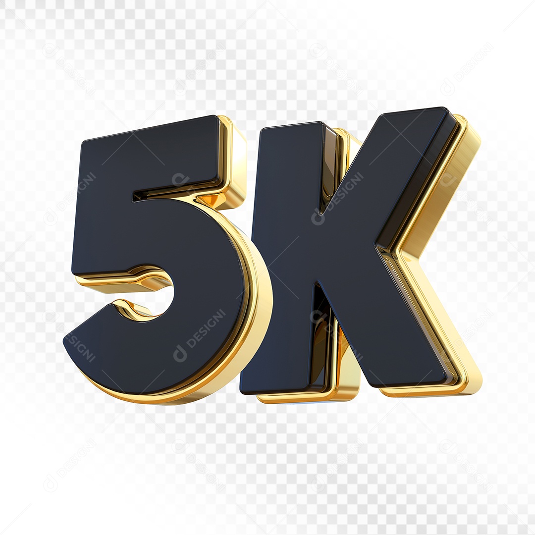 Elemento 3D Número 5K Preto Para Composição PSD