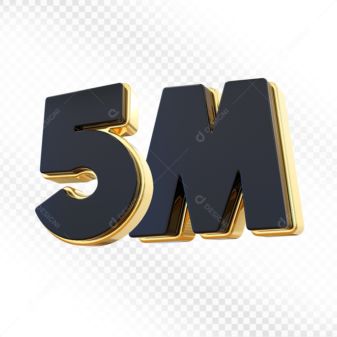 Elemento 3D Número 5M Preto Para Composição PSD
