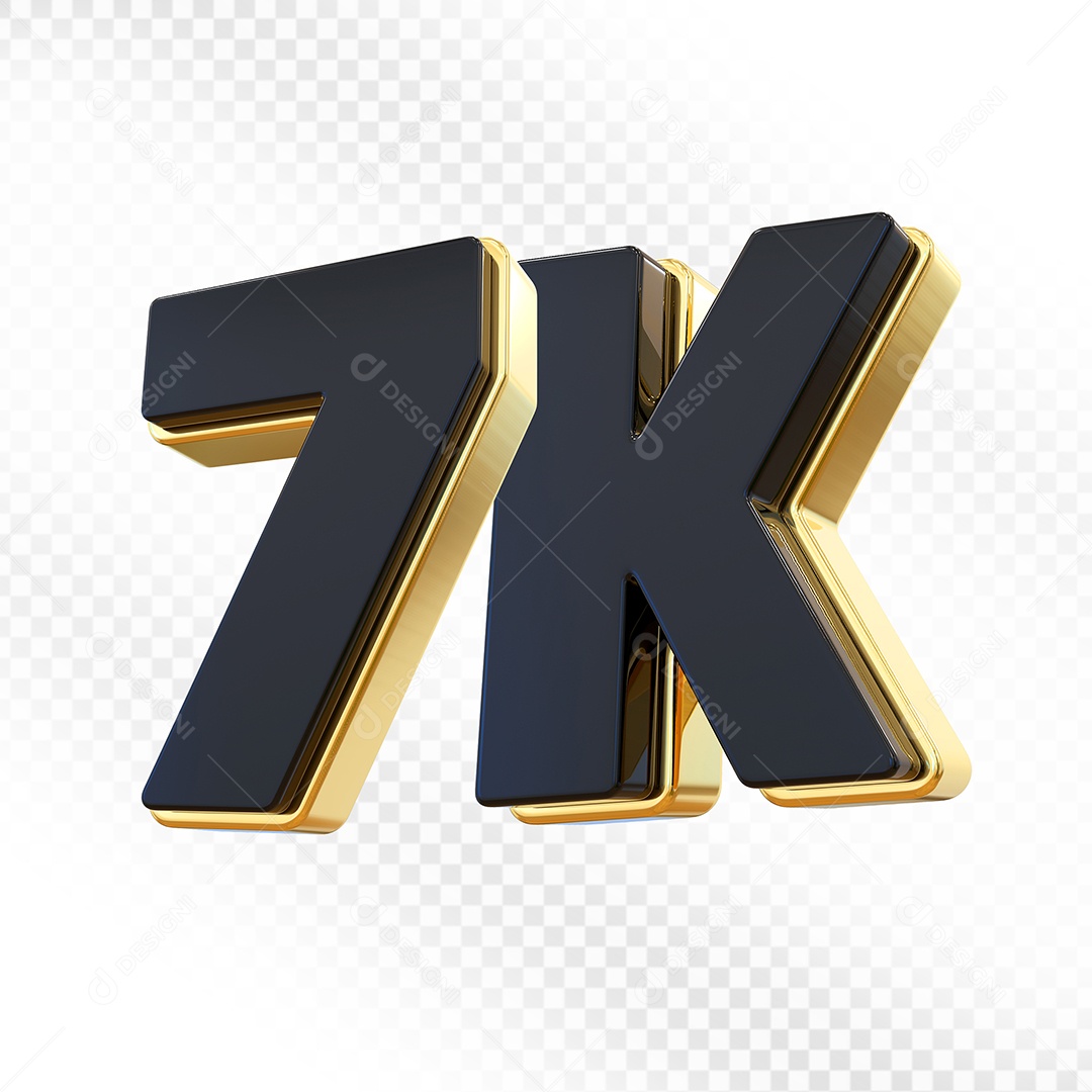 Elemento 3D Número 7K Preto Para Composição PSD