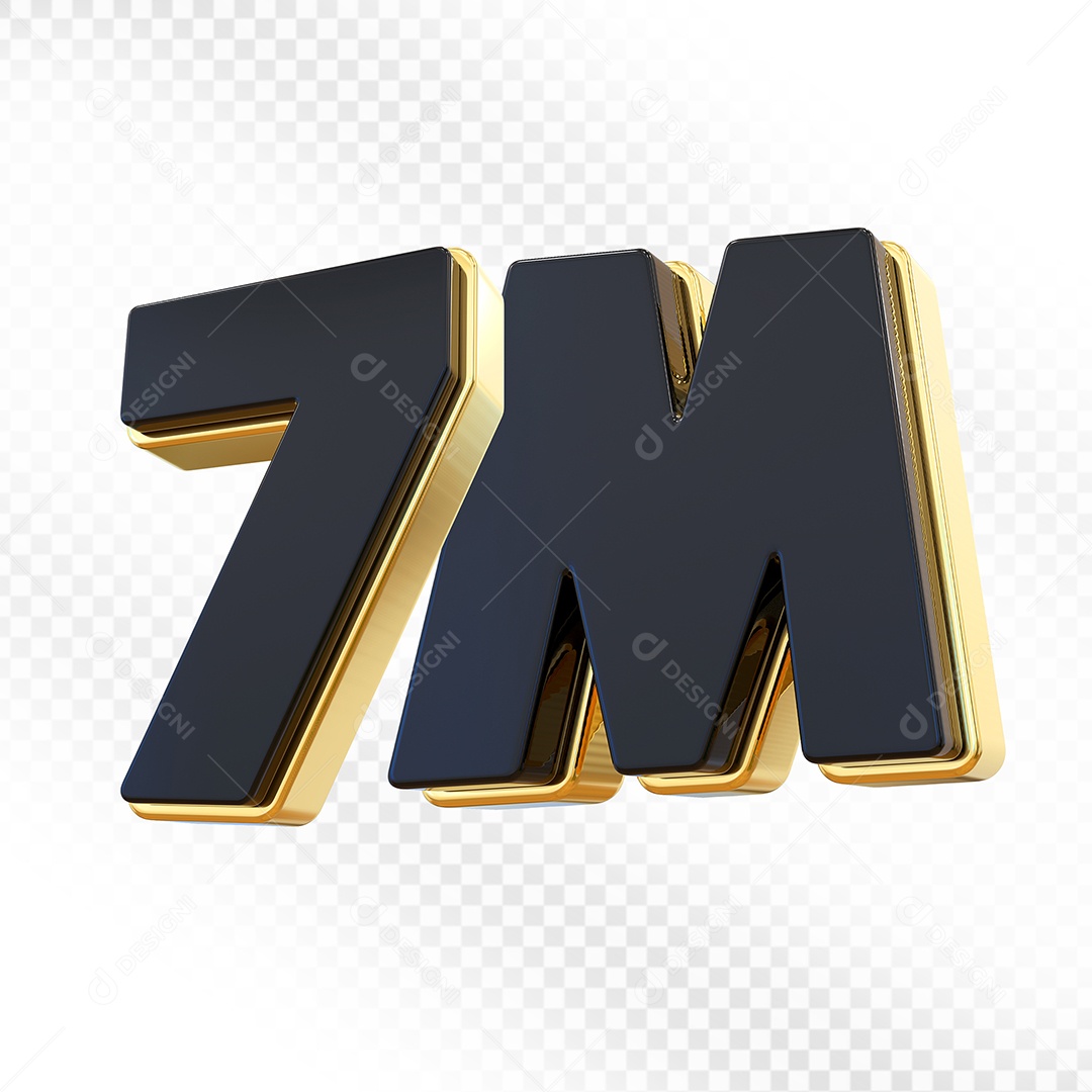 Elemento 3D Número 7M Preto Para Composição PSD
