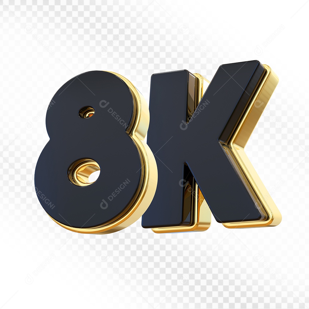 Elemento 3D Número 8K Preto Para Composição PSD