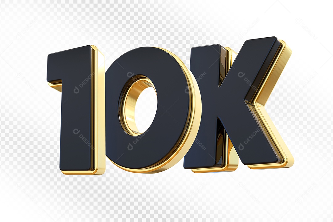 Elemento 3D Número 10K Preto Para Composição PSD