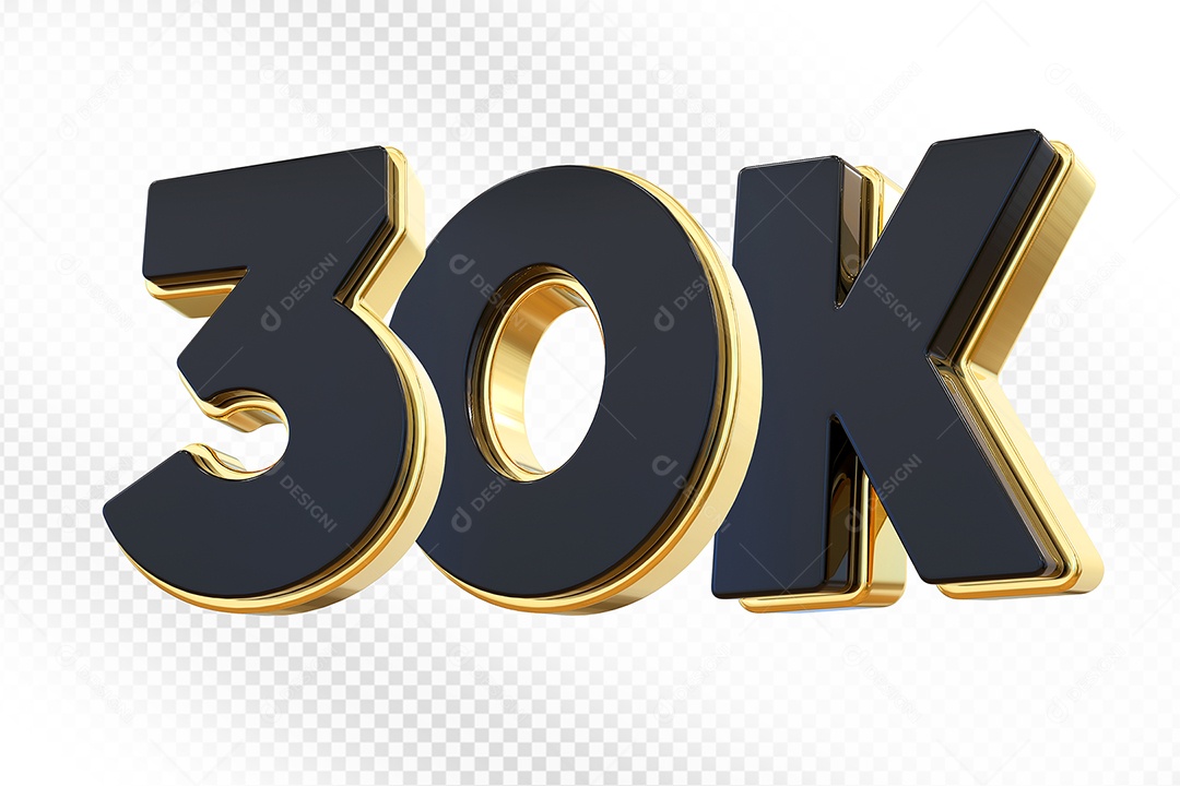 Elemento 3D Número 30K Preto Para Composição PSD