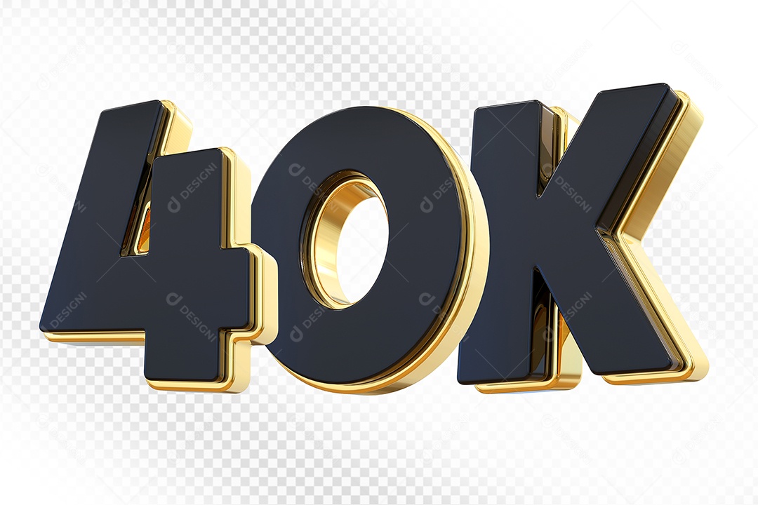 Elemento 3D Número 40K Preto Para Composição PSD