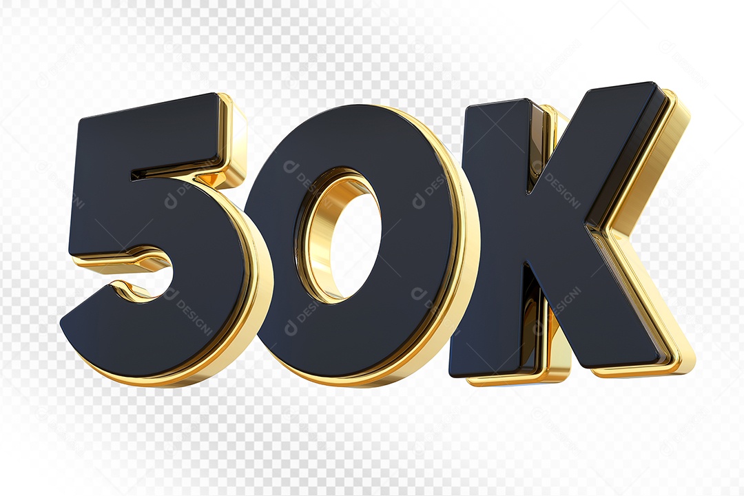 Elemento 3D Número 50K Preto Para Composição PSD