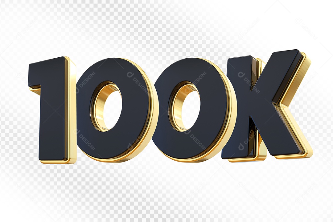 Elemento 3D Número 100K Preto Para Composição PSD
