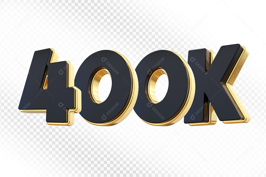 Elemento 3D Número 400K Preto Para Composição PSD