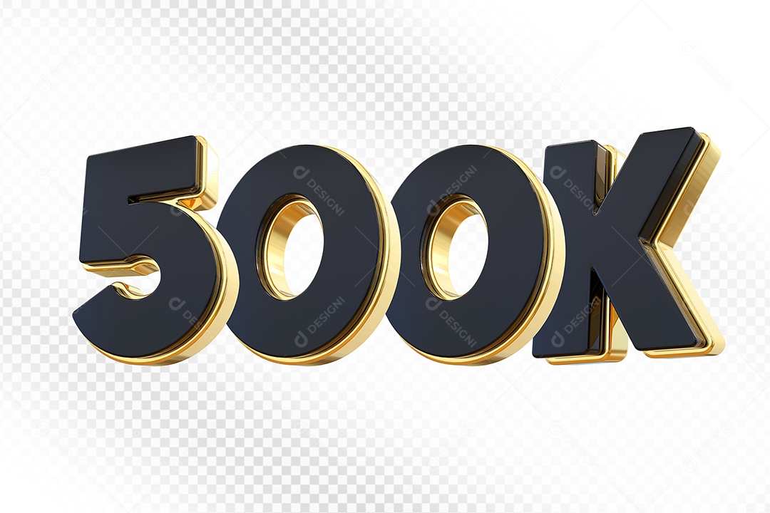Elemento 3D Número 500K Preto Para Composição PSD