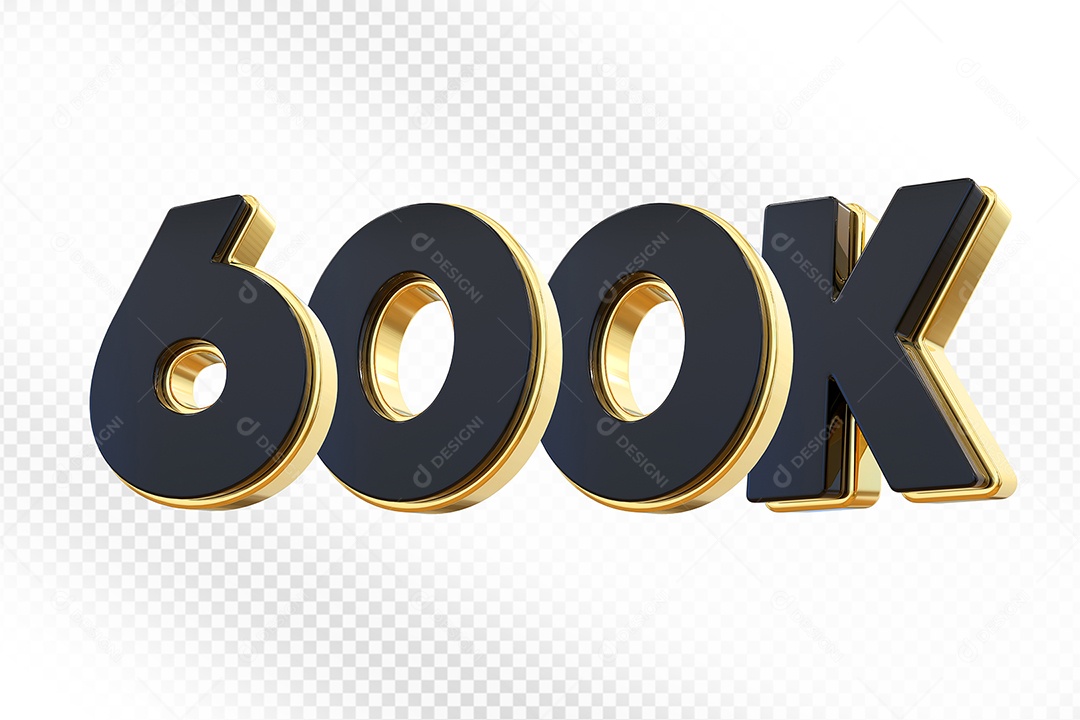 Elemento 3D Número 600K Preto Para Composição PSD