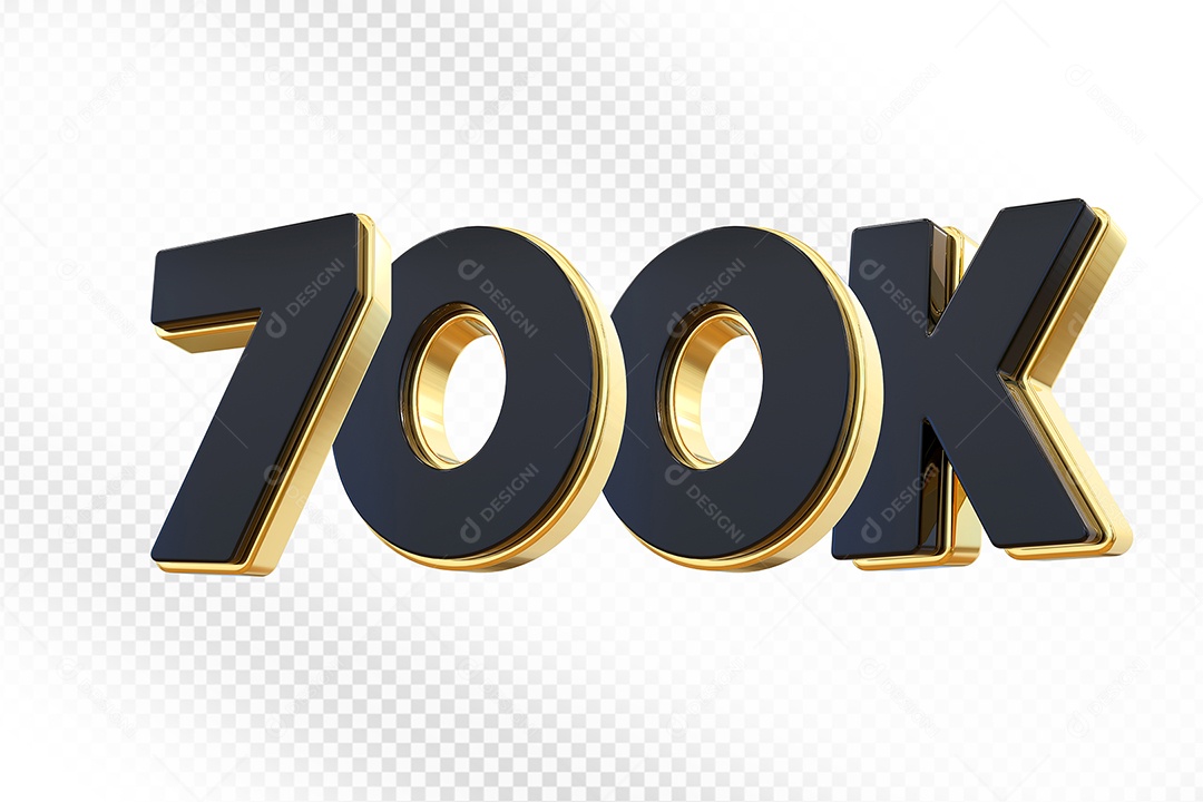 Elemento 3D Número 700K Preto Para Composição PSD