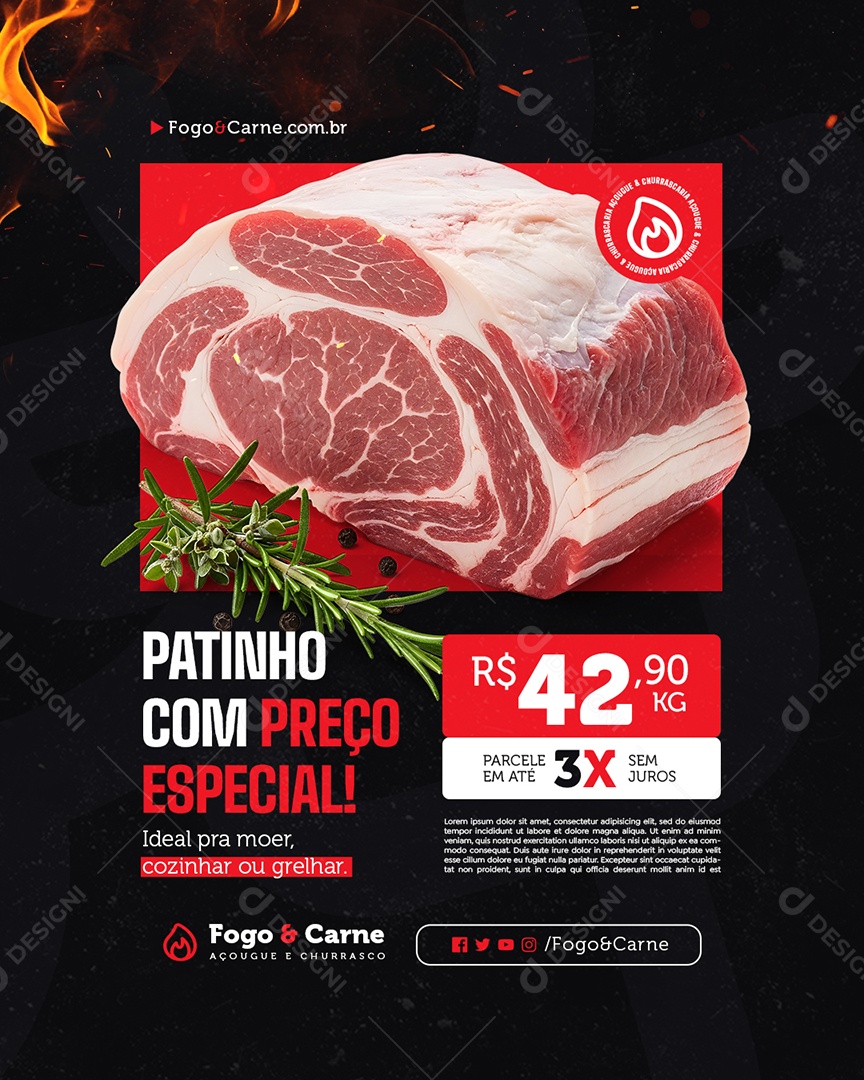 Açougue Patinho com Preço Especial Social Media PSD Editável