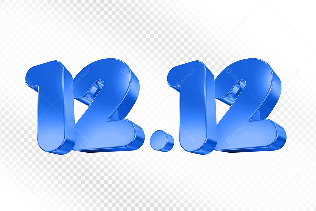 Número 12.12 Azul Elemento 3D Para Composição PSD