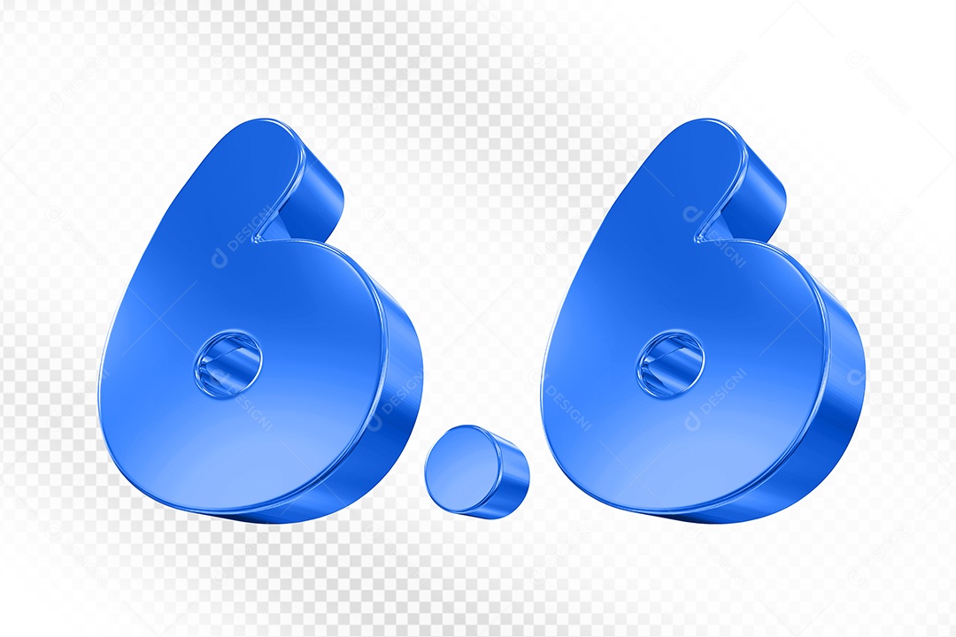 Número 6.6 Azul Elemento 3D Para Composição PSD