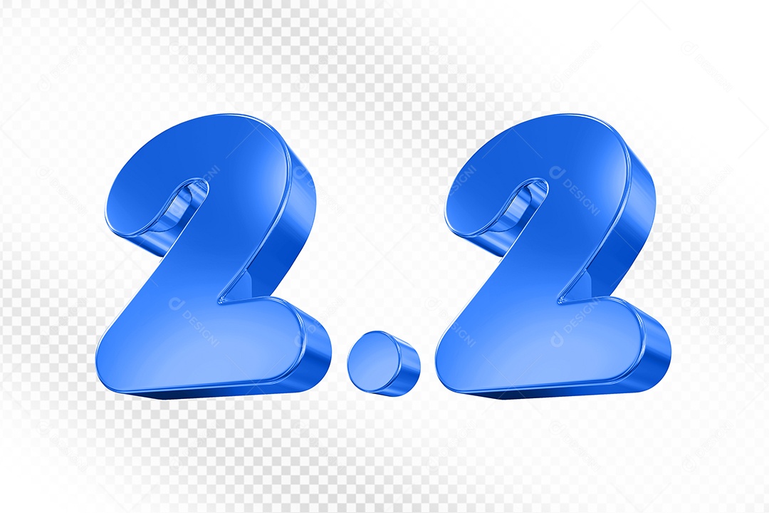 Número 2.2 Azul Elemento 3D Para Composição PSD