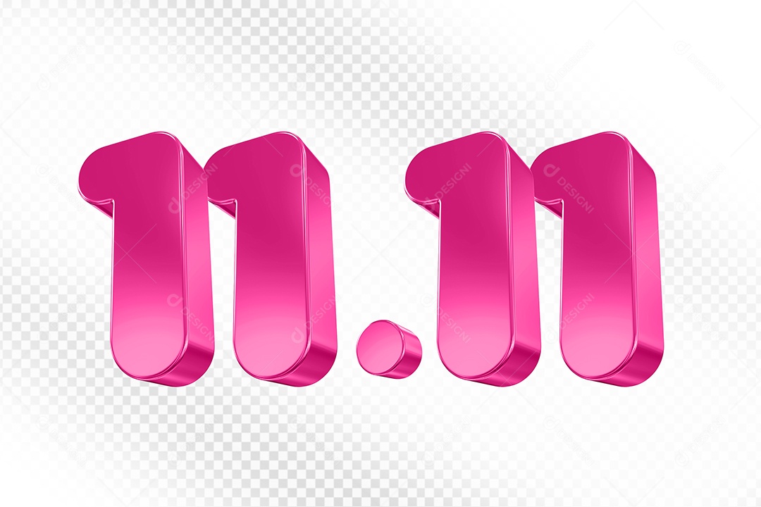 Número 11.11 Rosa Elemento 3D Para Composição PSD