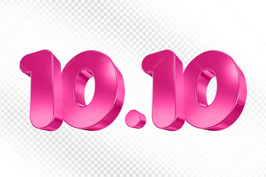 Número 10.10 Rosa Elemento 3D Para Composição PSD