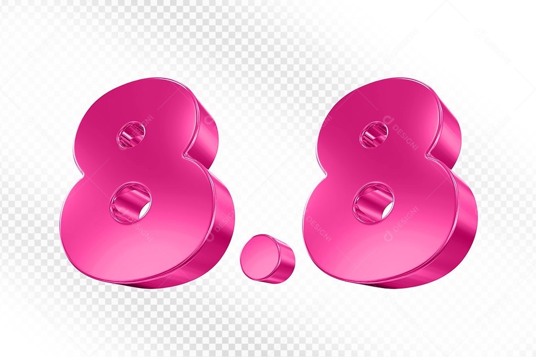 Número 8.8 Rosa Elemento 3D Para Composição PSD