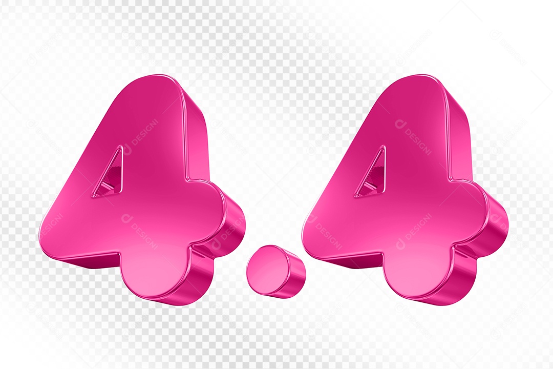 Número 4.4 Rosa Elemento 3D Para Composição PSD