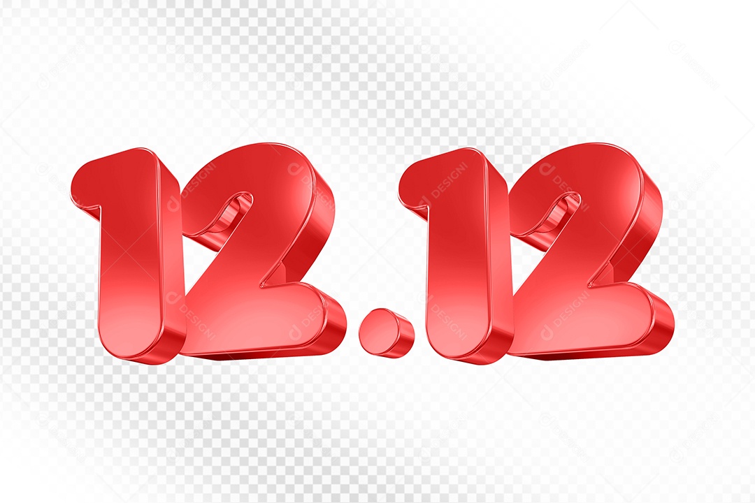 Número 12.12 Vermelho Elemento 3D Para Composição PSD