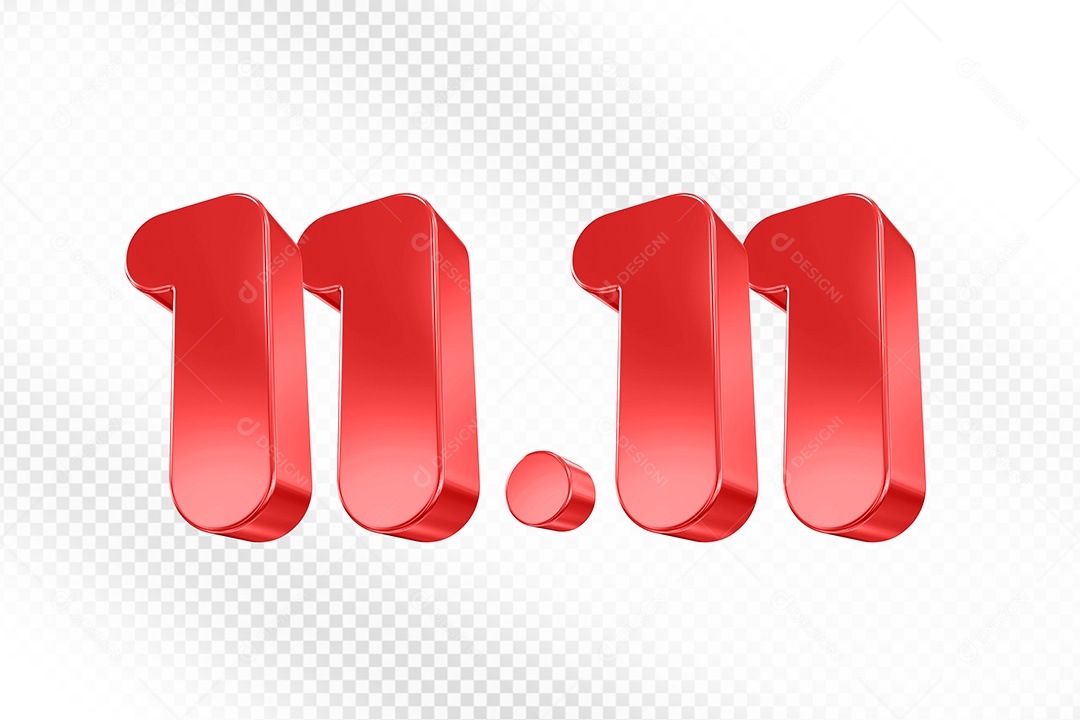Número 11.11 Vermelho Elemento 3D Para Composição PSD