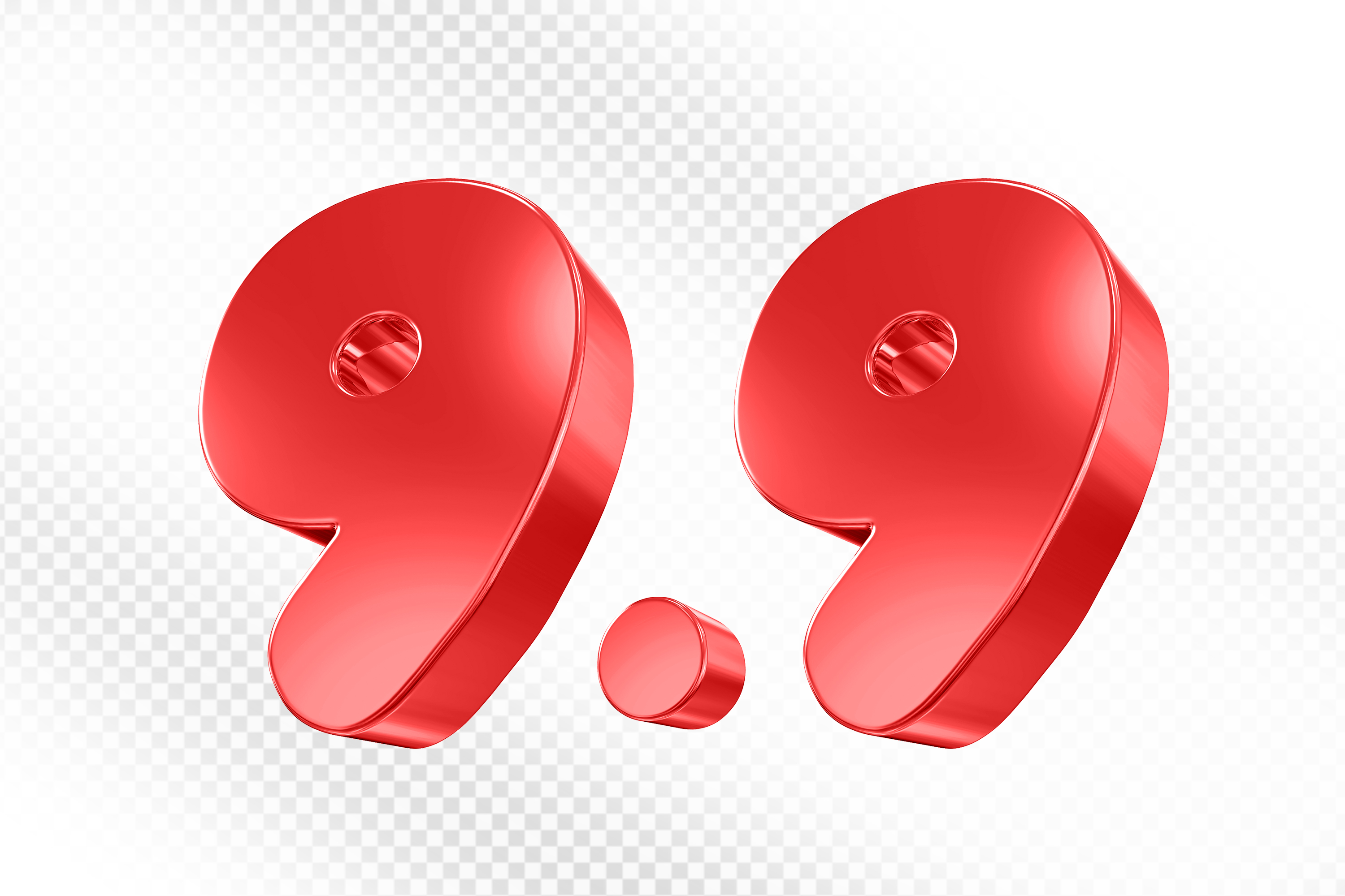 Número 9.9 Vermelho Elemento 3D Para Composição PSD