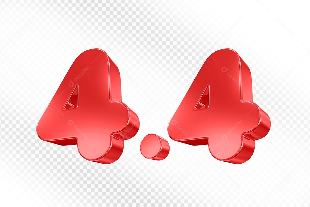 Número 4.4 Vermelho Elemento 3D Para Composição PSD