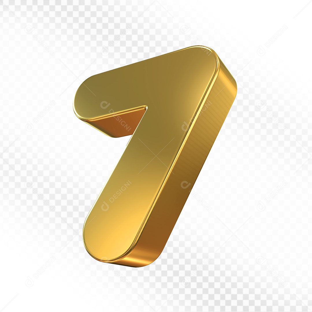 Números 7 Dourado Elemento 3D Para Composição PSD