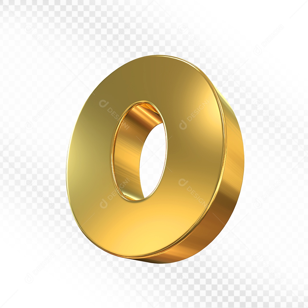 Números 0 Dourado Elemento 3D Para Composição PSD