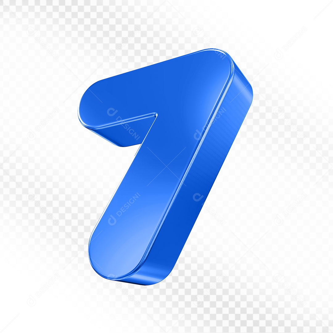 Números 7 Azul Elemento 3D Para Composição PSD