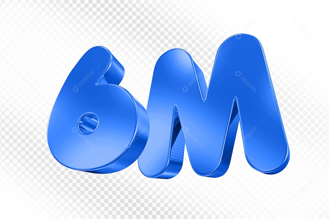 Elemento 3D Número 6M Azul Para Composição PSD