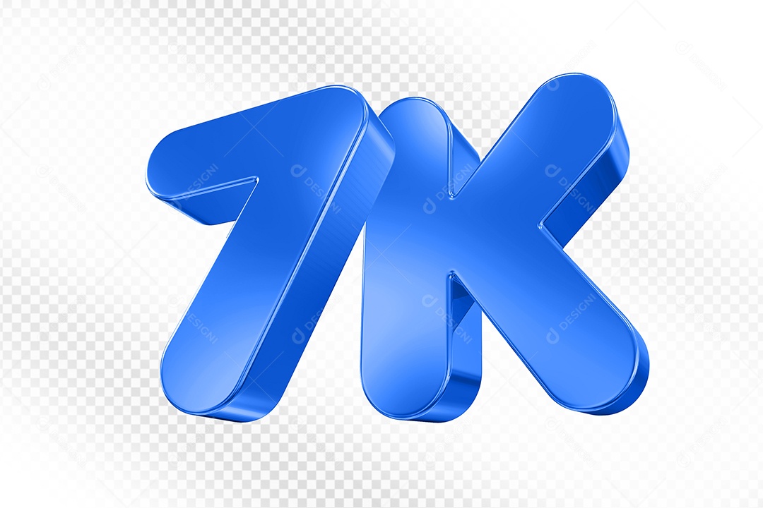 Elemento 3D Número 7K Azul Para Composição PSD