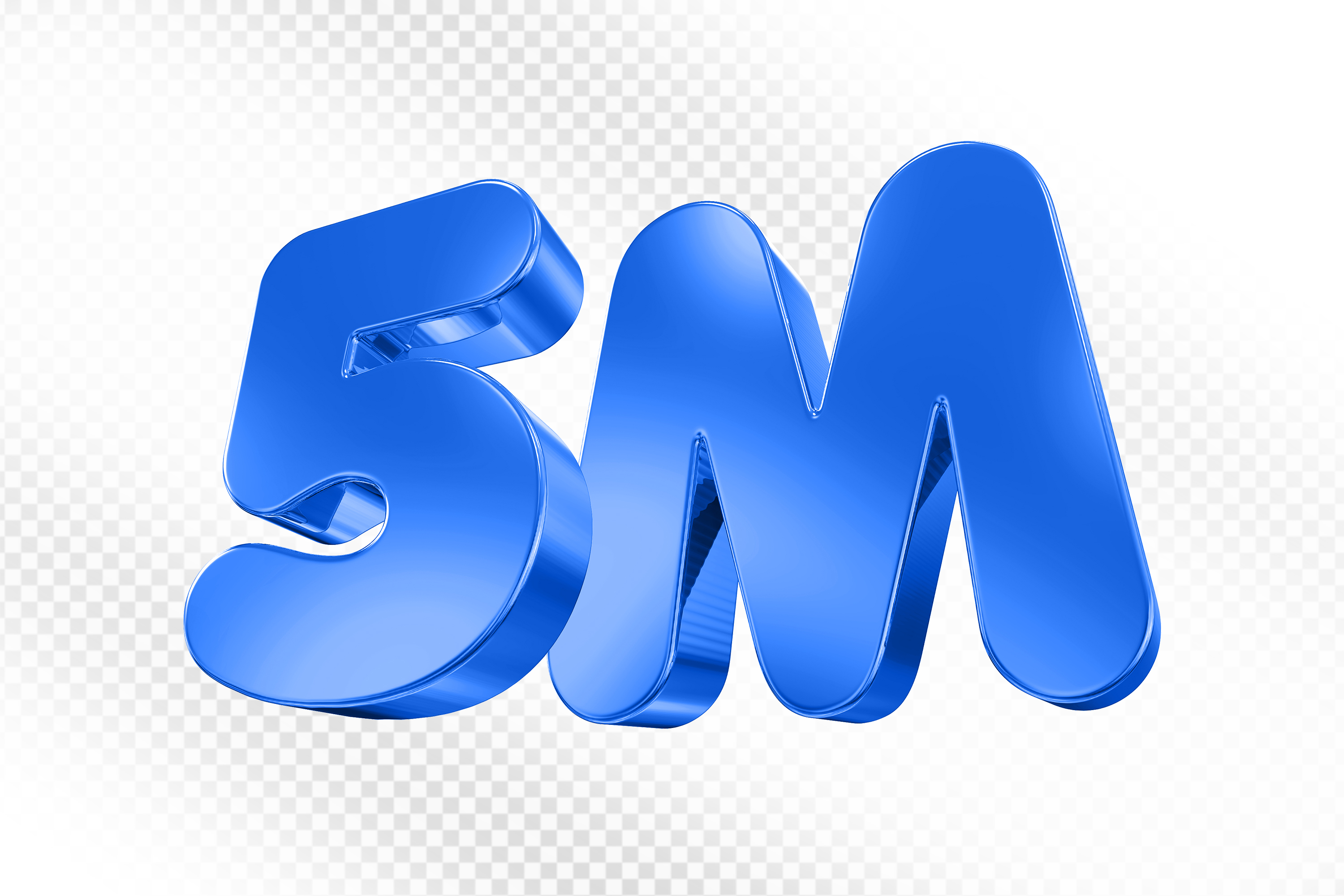 Elemento 3D Número 5M Azul Para Composição PSD