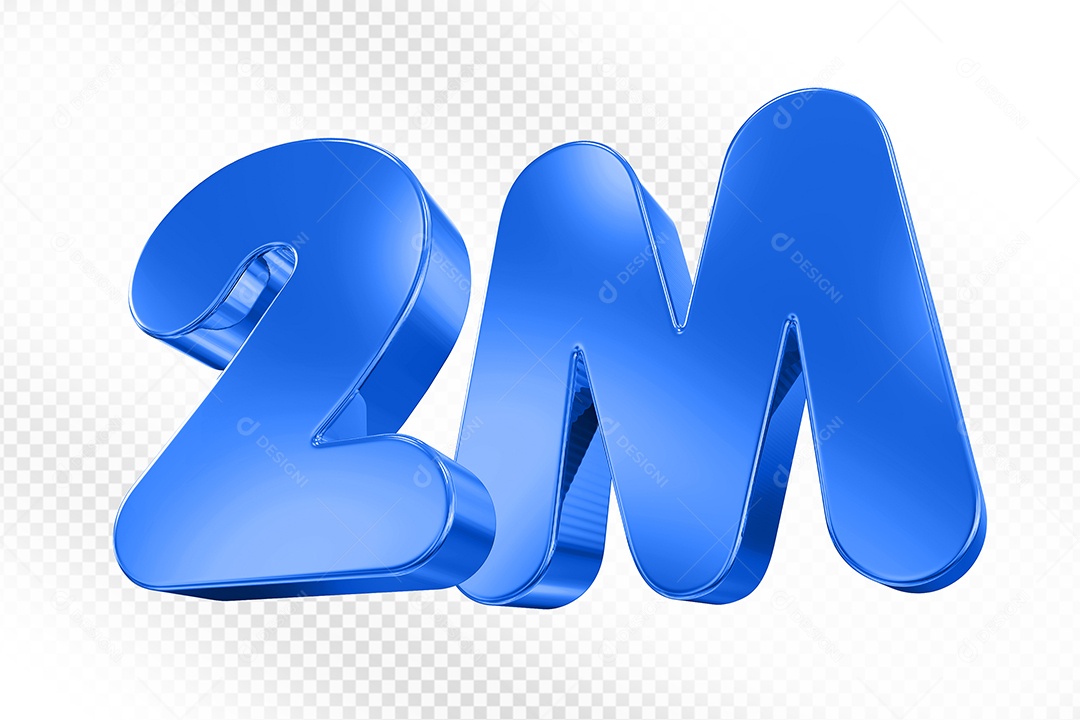 Elemento 3D Número 2M Azul Para Composição PSD