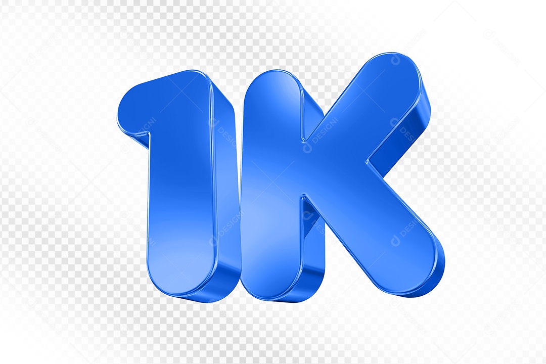 Elemento 3D Número 1K Azul Para Composição PSD