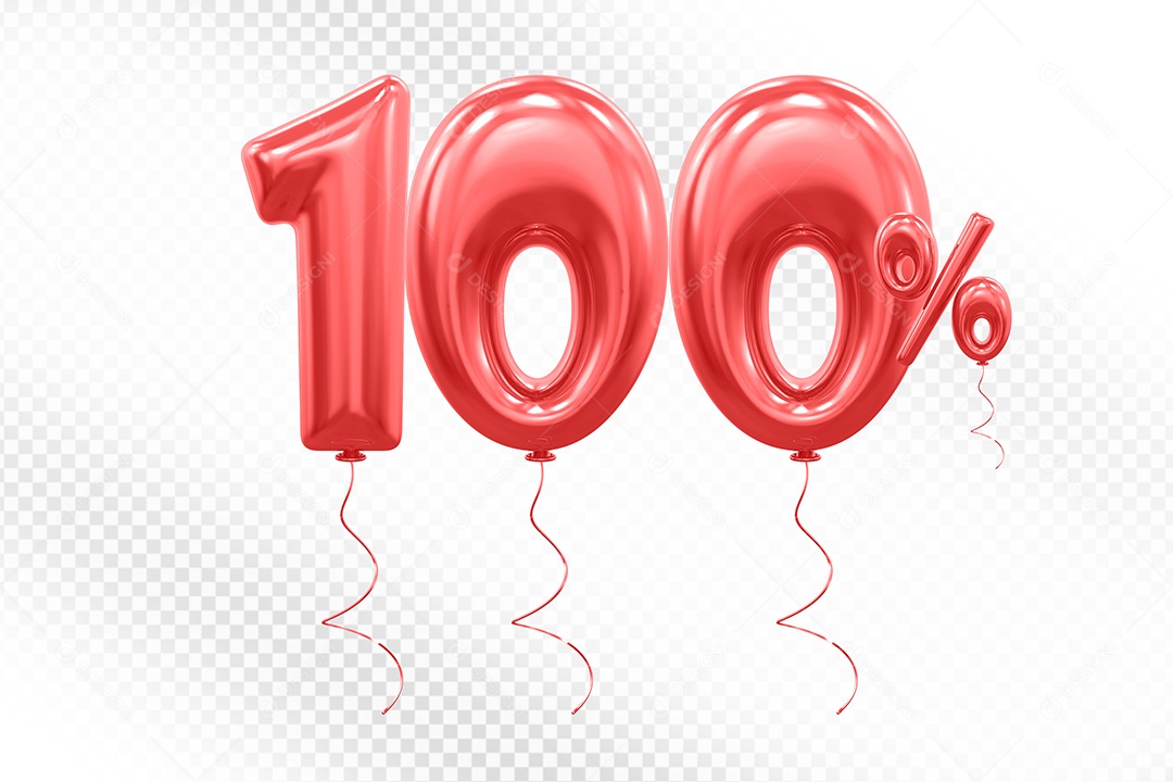 Balão 3D De Número 100% Vermelho Elemento Para Composição PSD