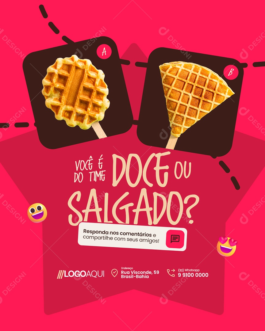 Crepe Você é Do Time Doce ou Salgado Social Media PSD Editável