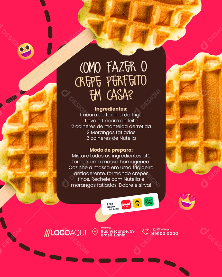 Crepe Como Fazer O Crepe Perfeito em Casa Social Media PSD Editável