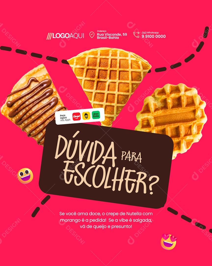 Crepe Dúvida para Escolher Social Media PSD Editável