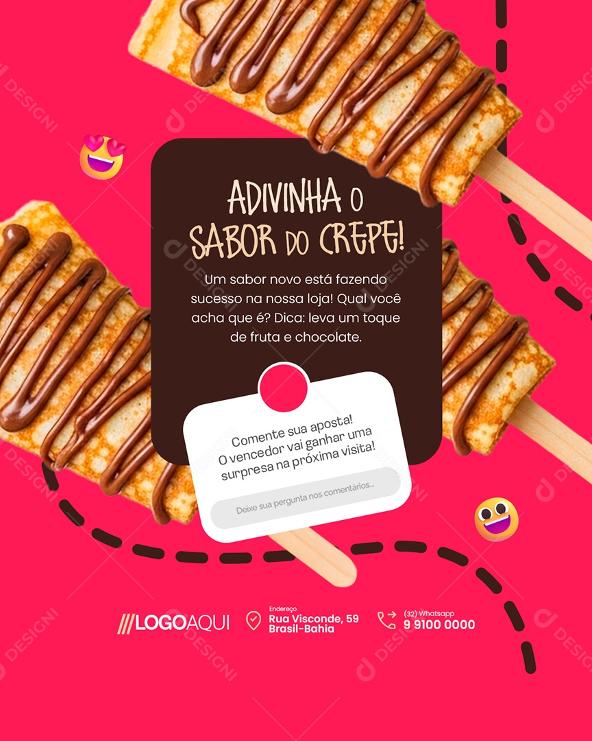 Ceperia Advinha O Sabor Do Crepe Social Media PSD Editável