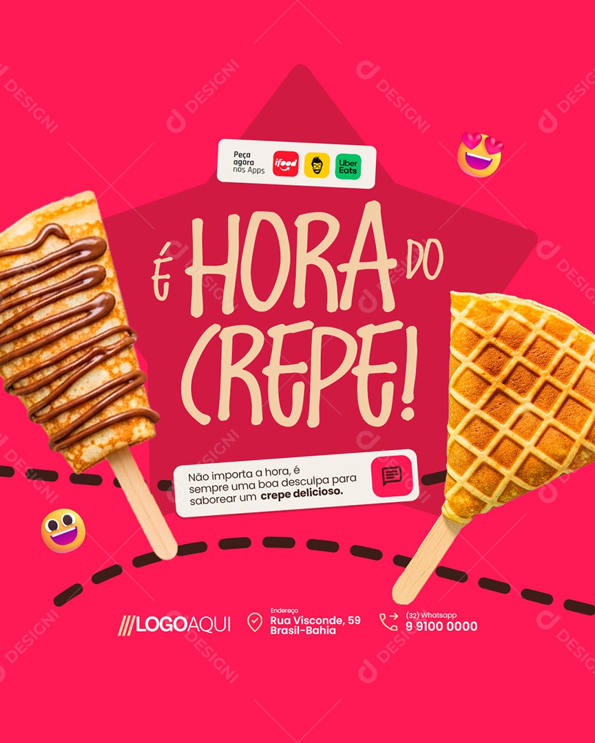 Crepe É Hora do Crepe Social Media PSD Editável