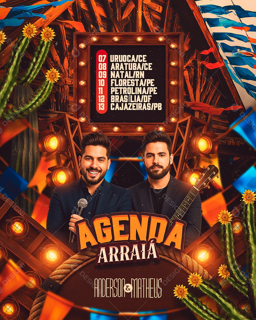 Flyer São João Agenda Arraiá Social Media PSD Editável