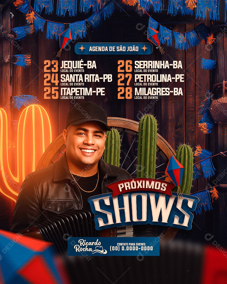 Flyer Agenda De São João Próximos Shows Social Media PSD Editável