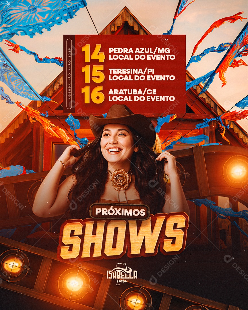 Flyer São João Próximos Shows Social Media PSD Editável