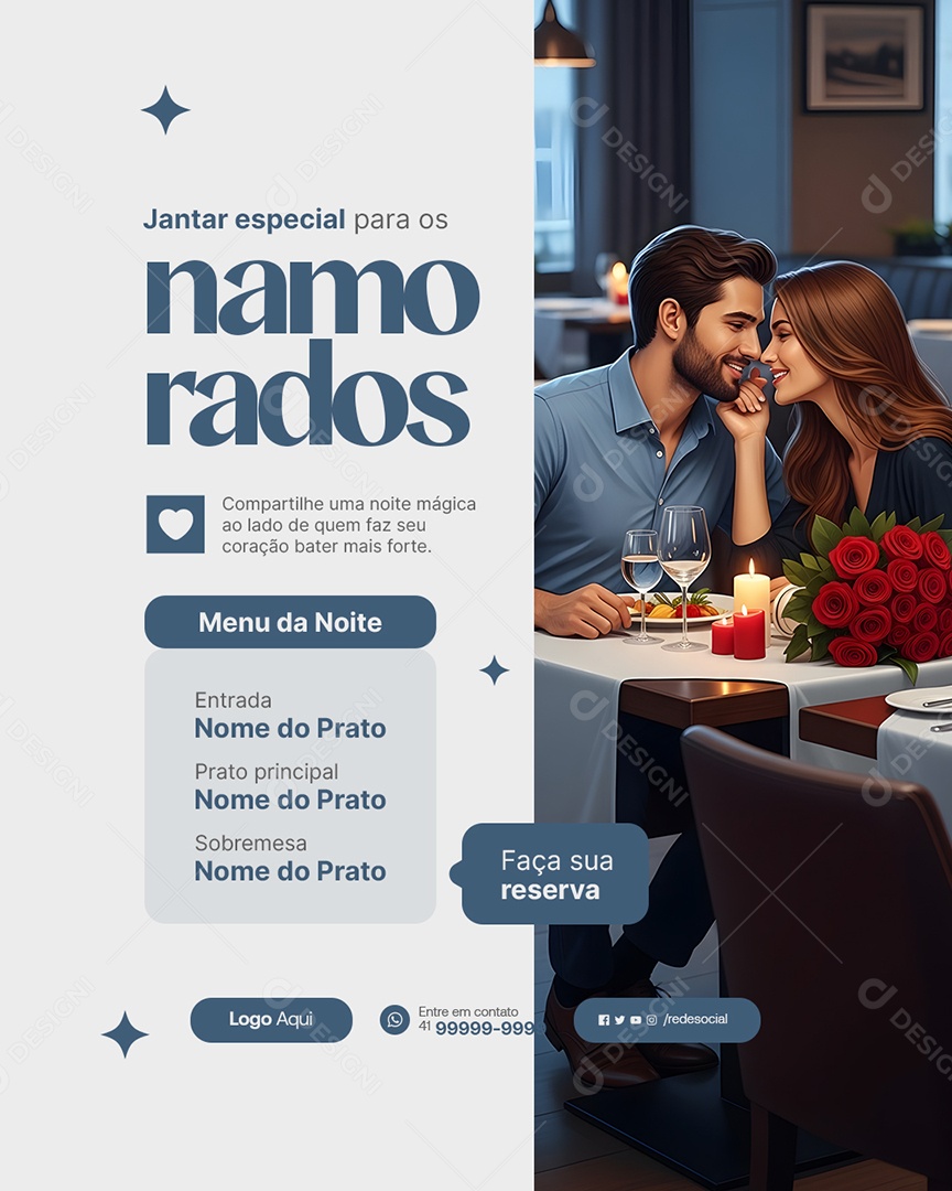 Restaurante Jantar Especial para Os Namorados Social Media PSD Editável