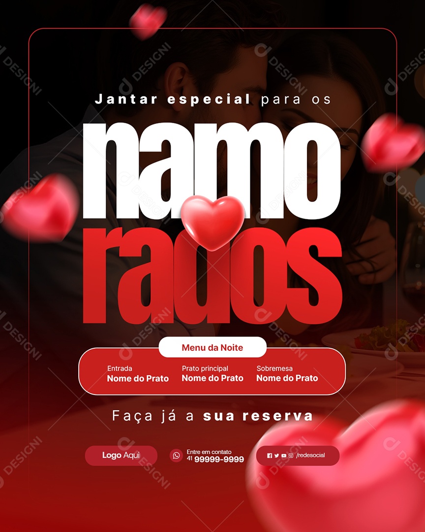 Restaurante Jantar Especial para Os Namorados Social Media PSD Editável