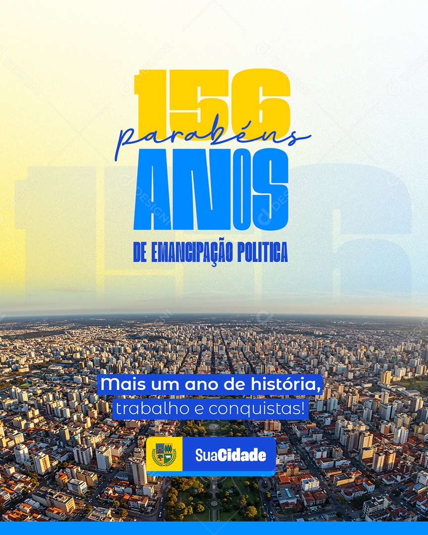 Prefeitura 156 Parabéns de Emancipação Politica Social Media PSD Editável