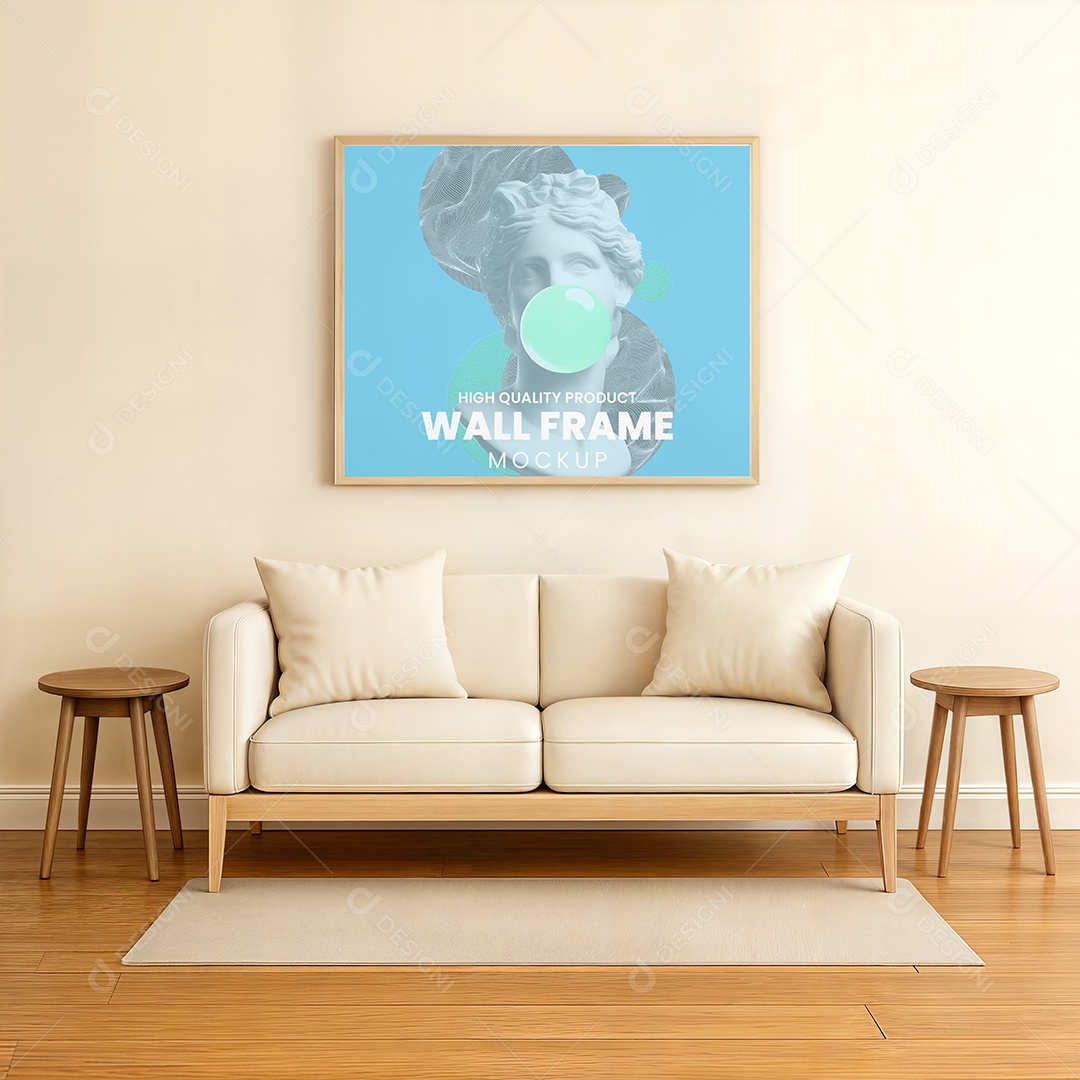 Mockup Quadro Em Sala de Estar PSD Editável