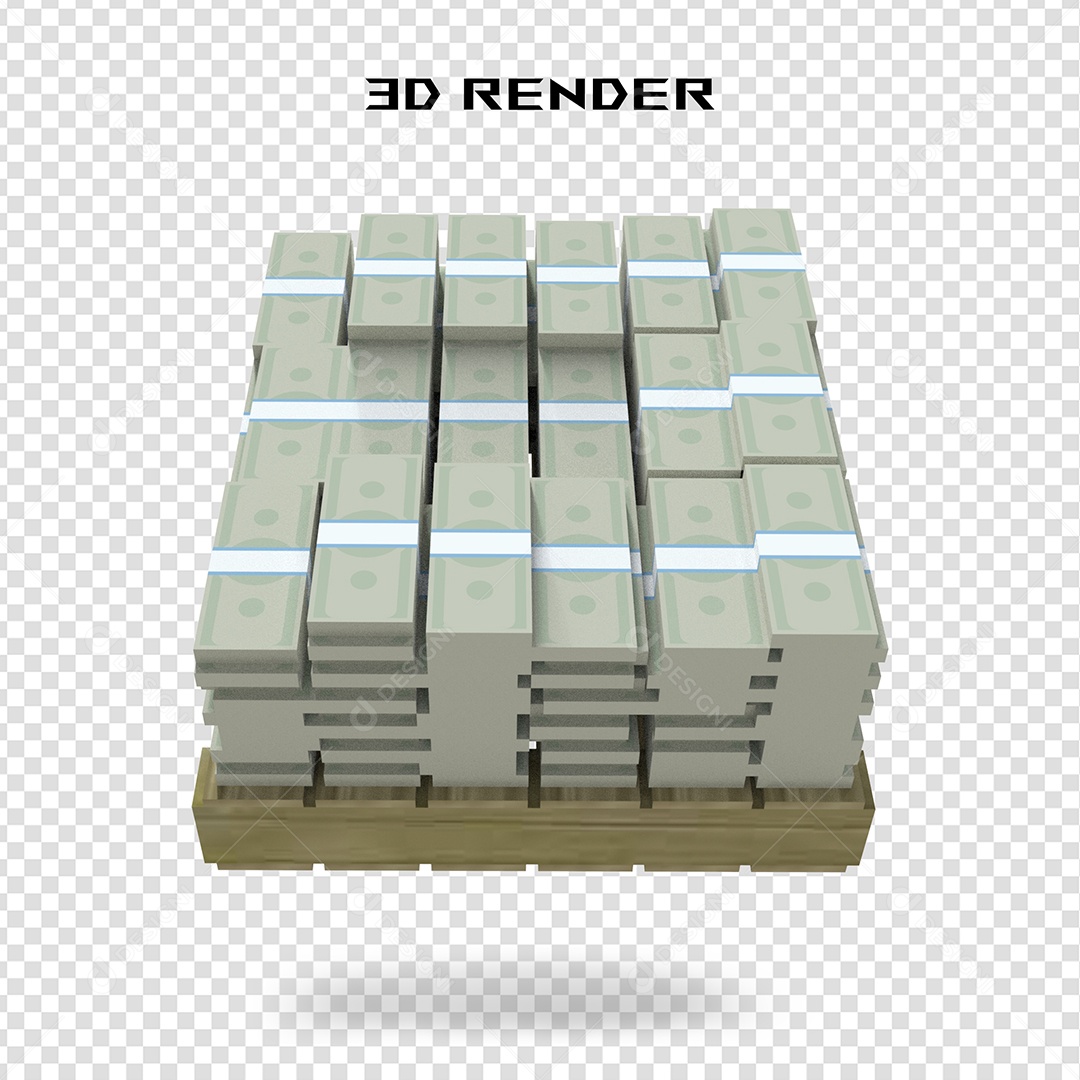 Elemento 3D Nota de 100 Dólar para Composição PSD
