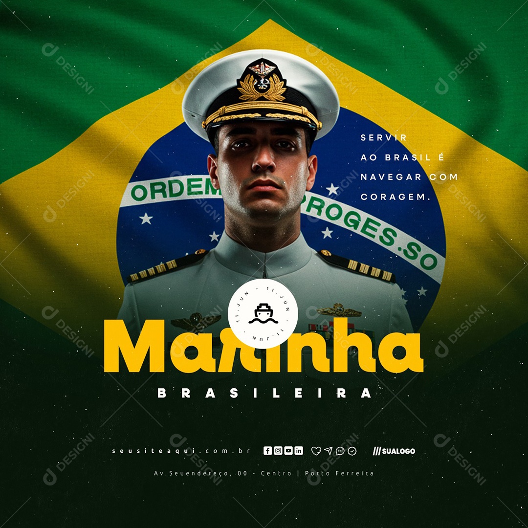 Dia Da Marinha Brasileira 11 de Junho Social Media PSD Editável