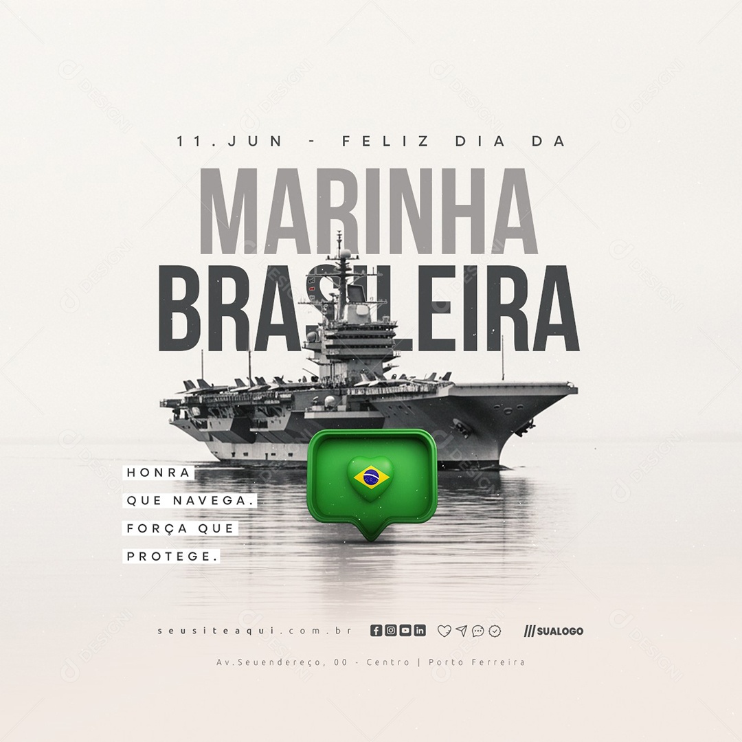 Feliz Dia Da Marinha Brasileira 11 de Junho Social Media PSD Editável